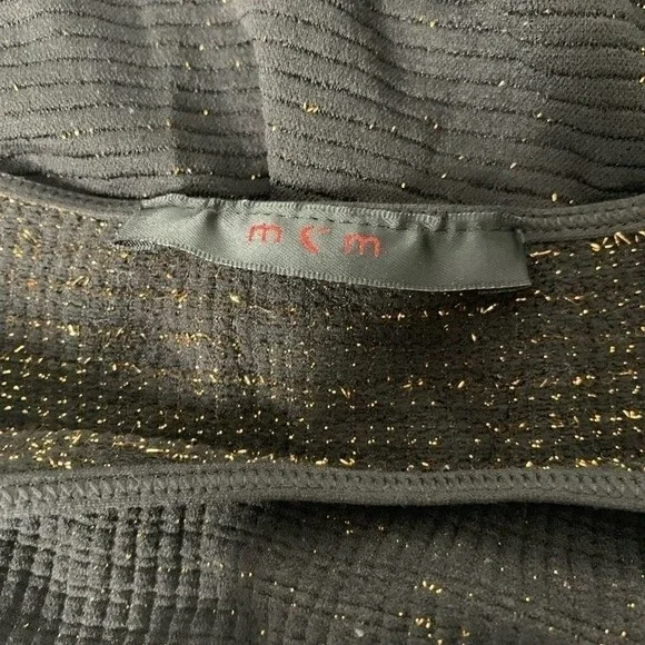 Black gold metallic sleeveless dress spaghetti strap MCM - Picture 4 of 6